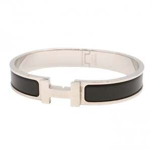 Hermes Bangle Clic Clac PM Metal Silver Black Men's